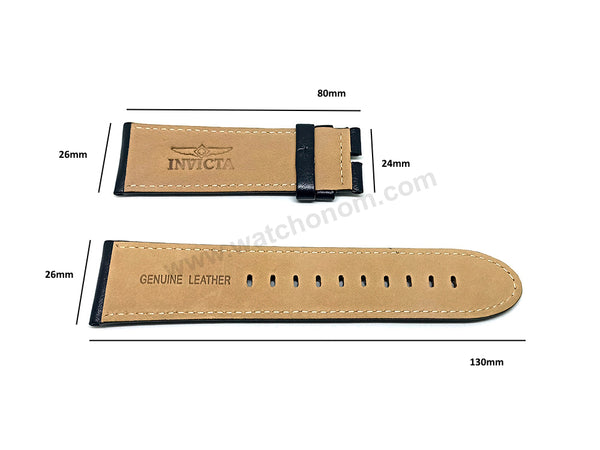 Fits/For Invicta S1 Rally 27920 , 27922 , 27923 , 27924 , 27925 , 27926 , 27927 , 27928 , 27929 - 26mm Black Leather Replacement Watch Band Strap Belt
