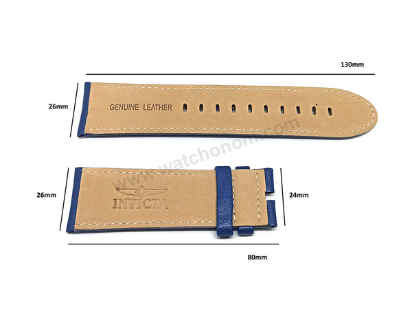 Fits/For Invicta S1 Rally 5661 , 17007 , 17008 , 27921 , 27933 , 27935 - 26mm Navy Blue Leather Replacement Watch Band Strap Belt