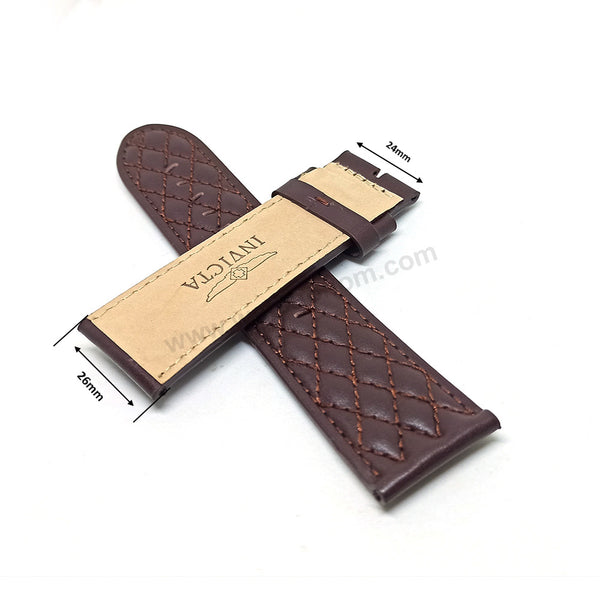Fits/For Invicta NFL 45076 , 45077 - 26mm Brown Leather Replacement Watch Band Strap Belt