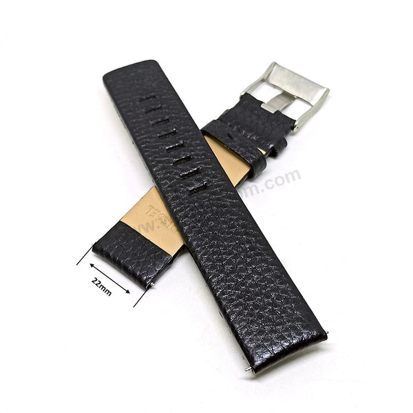 Fits/for Diesel DZ1632 , DZ1739 - 22mm Black Genuine Leather Replacement Watch Strap Band Belt