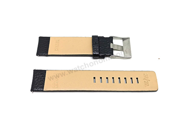 Fits/for Diesel DZ1632 , DZ1739 - 22mm Black Genuine Leather Replacement Watch Strap Band Belt