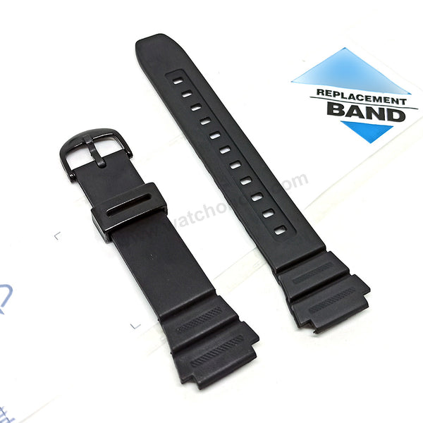 Fits/For Casio AE-1200WH , AE-1300WH , F-108WH , W-216H - 18mm Black Rubber Replacement Watch Band / Strap / Belt