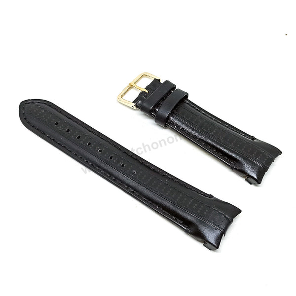 Compatible for Aviator AVW8974G76 , AVW8974G261 , AVW8974G261S - 22mm Black Leather Curved End Replacement Military Watch Band / Strap