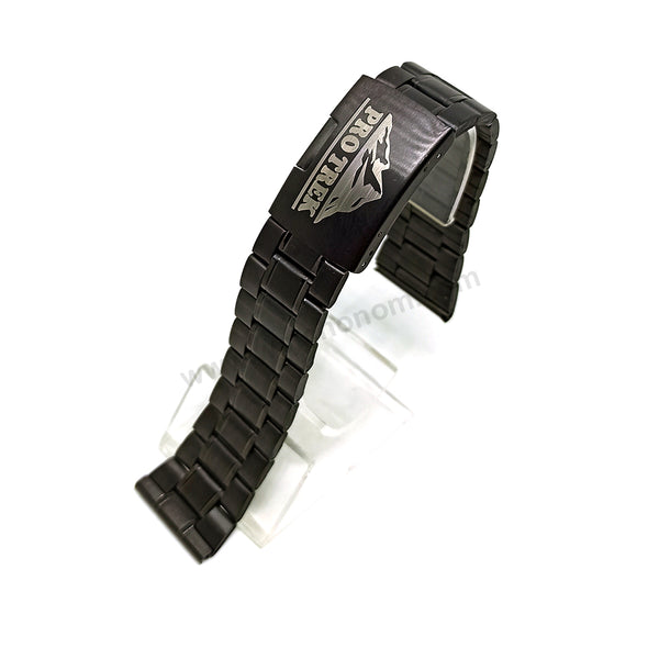 Fits/For Casio Protrek PRG-600 , PRG-600Y , PRG-650Y , PRW-6600 - Black Stainless Steel - Metal Replacement Watch Bracelet Band Strap Belt
