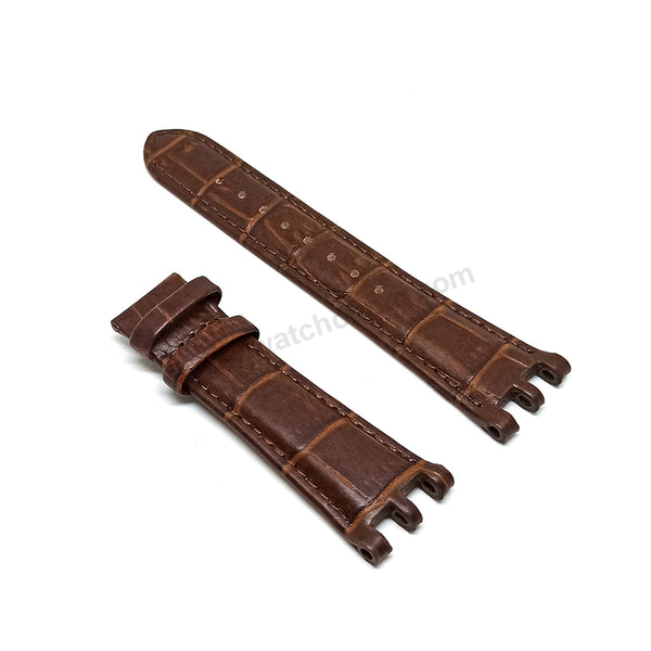 Fits/For Versace V-Race 29C , 29Q - 22mm Brown Genuine Leather Replacement Watch Band Strap Belt