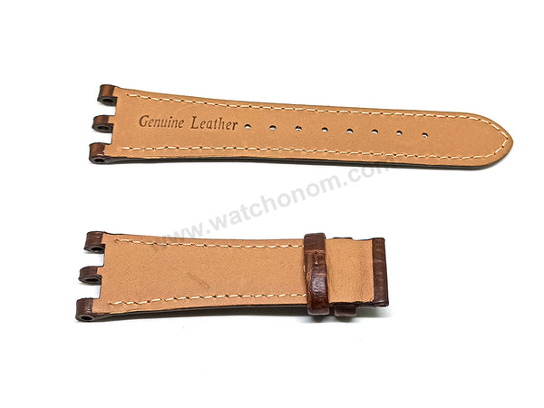 Fits/For Versace V-Race 29C , 29Q - 22mm Brown Genuine Leather Replacement Watch Band Strap Belt