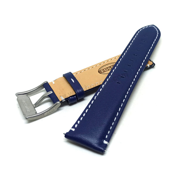 Fossil FS4932 Townsman / Grant FS4925 , FS5271 - Fits with 22mm Navy Blue Genuine Leather with White Stitching Replacement Watch Band Strap Belt
