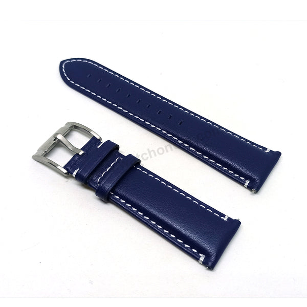 Fossil FS4932 Townsman / Grant FS4925 , FS5271 - Fits with 22mm Navy Blue Genuine Leather with White Stitching Replacement Watch Band Strap Belt