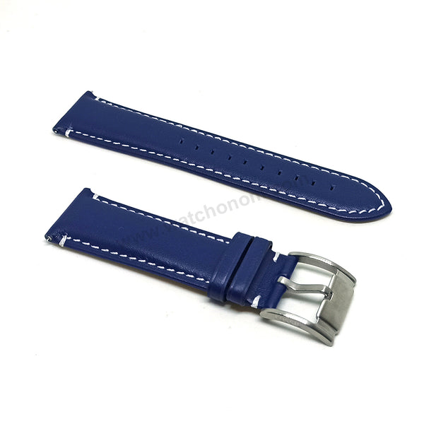 Fossil FS4932 Townsman / Grant FS4925 , FS5271 - Fits with 22mm Navy Blue Genuine Leather with White Stitching Replacement Watch Band Strap Belt