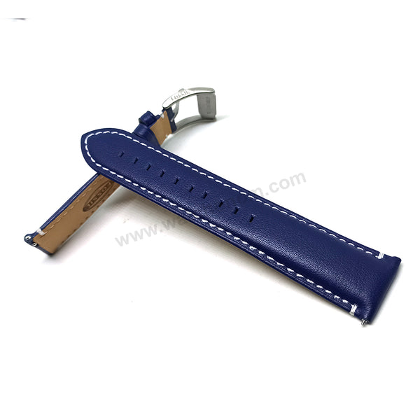 Fossil FS4932 Townsman / Grant FS4925 , FS5271 - Fits with 22mm Navy Blue Genuine Leather with White Stitching Replacement Watch Band Strap Belt