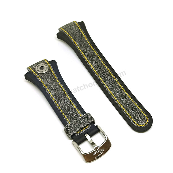 Camel Active A779 , A796 , A797 , A858 Watch Band Strap Belt - Authentic 18mm Gray Leather on Black Rubber