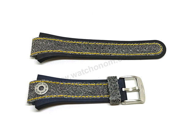 Camel Active A779 , A796 , A797 , A858 Watch Band Strap Belt - Authentic 18mm Gray Leather on Black Rubber
