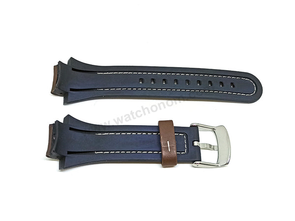Camel Active A779 , A796 , A797 , A858 Watch Band Strap Belt - Authentic 18mm Perforated Brown Leather on Black Rubber