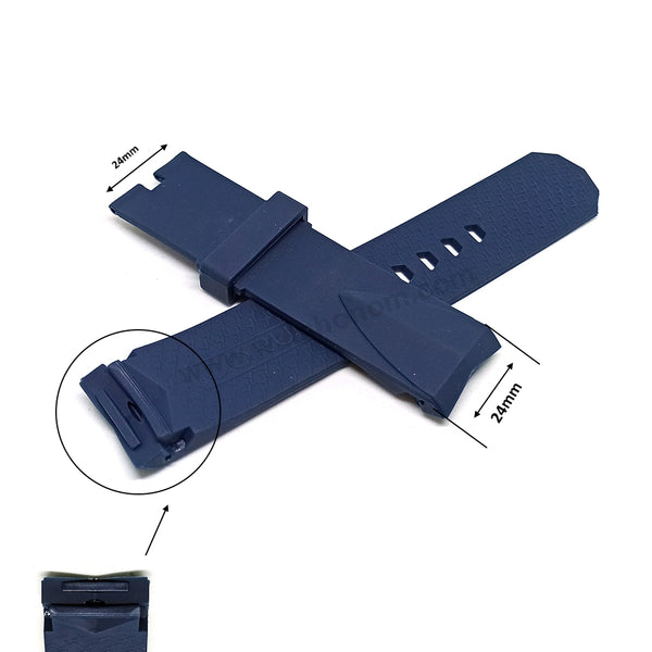Fits/For Corum Admiral's Cup Competition - 24mm Navy Blue Rubber Silicone Replacement Watch Band Strap Belt