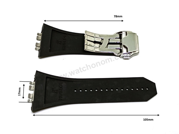 Fits/for Hublot Big Band Unico - 17mm Black Rubber/Silicone Replacement Watch Band Strap Belt