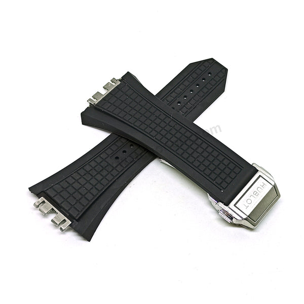 Fits/for Hublot Big Band Unico - 17mm Black Rubber/Silicone Replacement Watch Band Strap Belt
