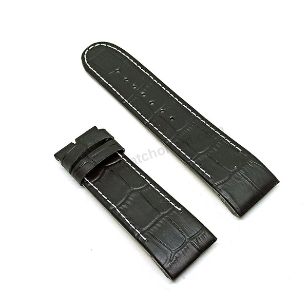 Fits/For Jorg Hysek - 25mm Black Handmade Genuine Leather Replacement Watch Band Strap Belt