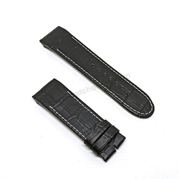 Fits/For Jorg Hysek - 25mm Black Handmade Genuine Leather Replacement Watch Band Strap Belt