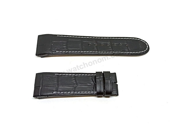 Fits/For Jorg Hysek - 25mm Black Handmade Genuine Leather Replacement Watch Band Strap Belt
