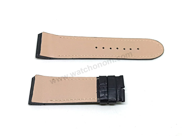 Fits/For Jorg Hysek - 25mm Black Handmade Genuine Leather Replacement Watch Band Strap Belt