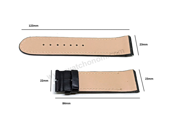 Fits/For Jorg Hysek - 23mm Black Handmade Genuine Leather Replacement Watch Band Strap Belt