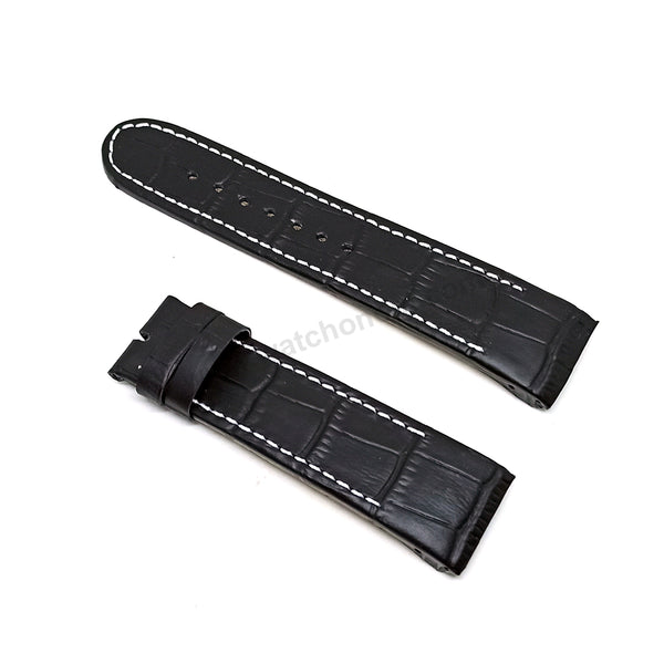 Fits/For Jorg Hysek - 23mm Black Handmade Genuine Leather Replacement Watch Band Strap Belt