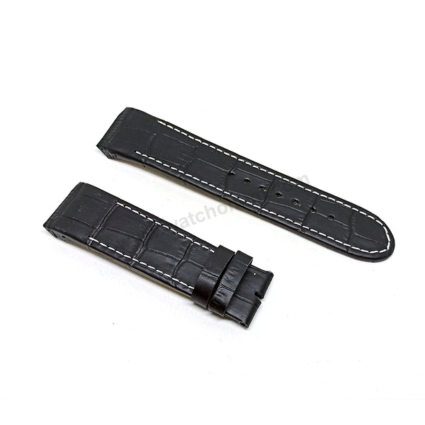 Fits/For Jorg Hysek - 23mm Black Handmade Genuine Leather Replacement Watch Band Strap Belt