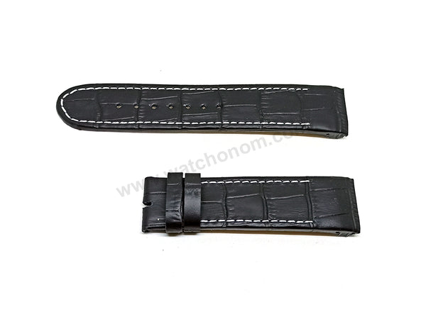 Fits/For Jorg Hysek - 23mm Black Handmade Genuine Leather Replacement Watch Band Strap Belt