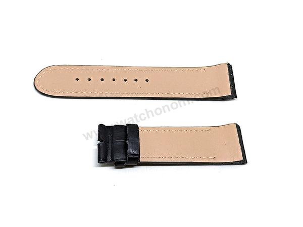 Fits/For Jorg Hysek - 23mm Black Handmade Genuine Leather Replacement Watch Band Strap Belt