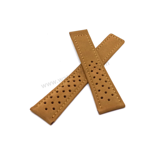 Fits/for Tag Heuer Spacex CAR2015 - 22mm Tan-Light Brown Suede Nubuck Genuine Leather Replacement Watch Band Strap Belt