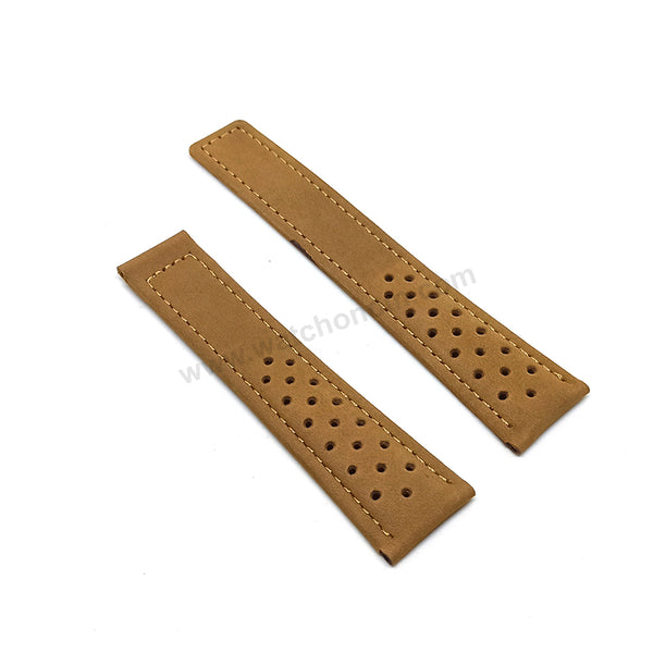 Fits/for Tag Heuer Spacex CAR2015 - 22mm Tan-Light Brown Suede Nubuck Genuine Leather Replacement Watch Band Strap Belt