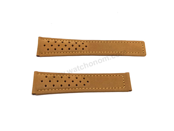 Fits/for Tag Heuer Spacex CAR2015 - 22mm Tan-Light Brown Suede Nubuck Genuine Leather Replacement Watch Band Strap Belt