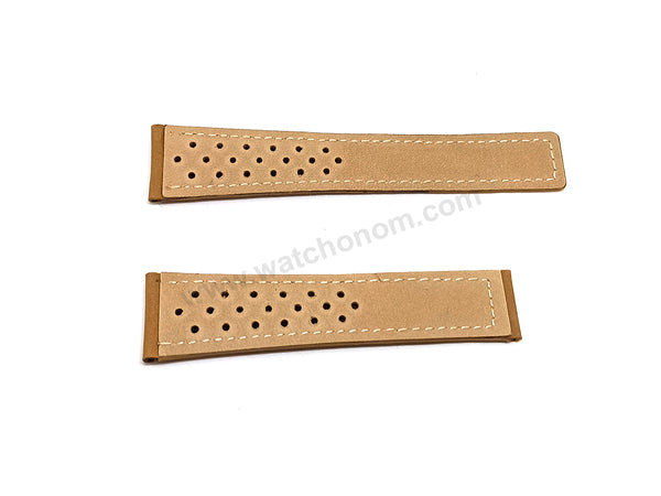 Fits/for Tag Heuer Spacex CAR2015 - 22mm Tan-Light Brown Suede Nubuck Genuine Leather Replacement Watch Band Strap Belt