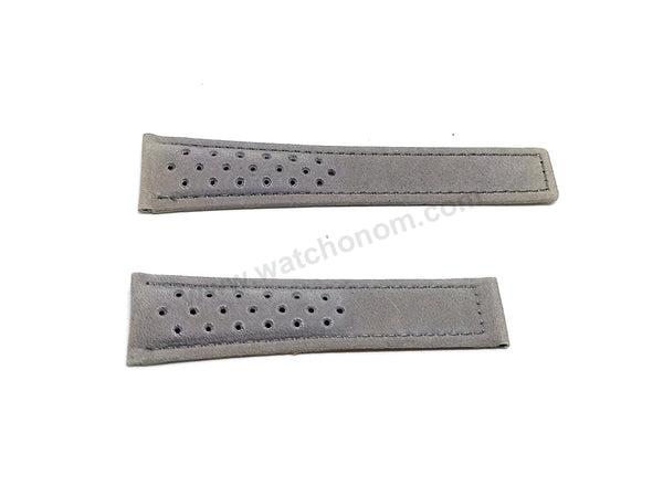 Fits/for Tag Heuer - 22mm Gray Perforated Suede Nubuck Genuine Leather Replacement Watch Band Strap Belt
