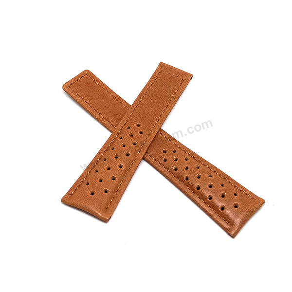 Fits/for Tag Heuer Spacex CAR2015 - 22mm Tan-Light Brown Suede Nubuck Genuine Leather Replacement Watch Band Strap Belt