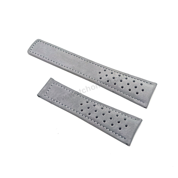 Fits/for Tag Heuer 24/20mm Gray Perforated Suede Nubuck 24mm Genuine Leather Replacement Watch Band Strap Belt