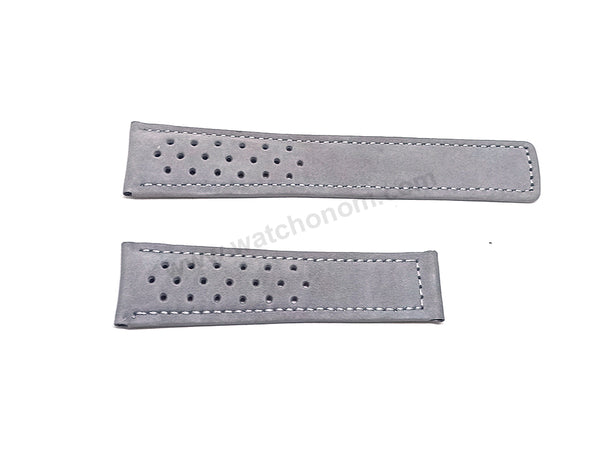 Fits/for Tag Heuer 24/20mm Gray Perforated Suede Nubuck 24mm Genuine Leather Replacement Watch Band Strap Belt