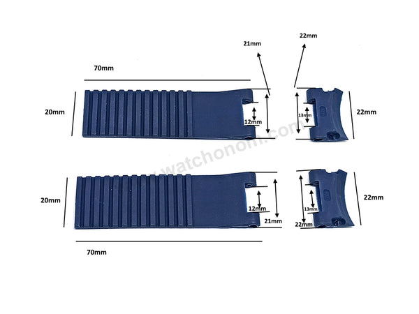 Fits/For Ulysse Nardin Indian Ocean , Marine Diver 1846 - 22mm Navy Blue Rubber Replacement Watch Band Strap Belt