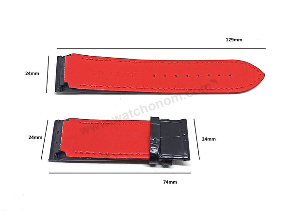 Fits/ For Franck Muller Conquistador 8900 SC DT GPG - 24mm Rivet Black Red Leather Replacement Watch Band Strap Belt