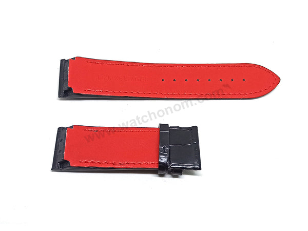 Fits/ For Franck Muller Conquistador 8900 SC DT GPG - 24mm Rivet Black Red Leather Replacement Watch Band Strap Belt