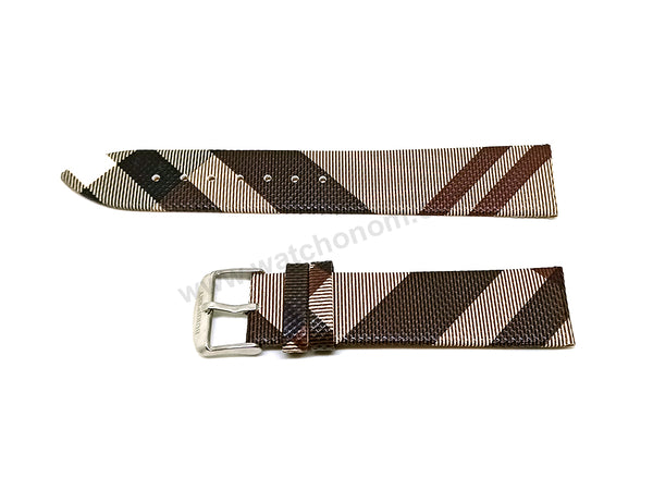 Fits/For Burberry BU9023 , BU9029 , BU9040- Cream Brown with Multicolour Genuine Leather Replacement Watch Band Strap Belt