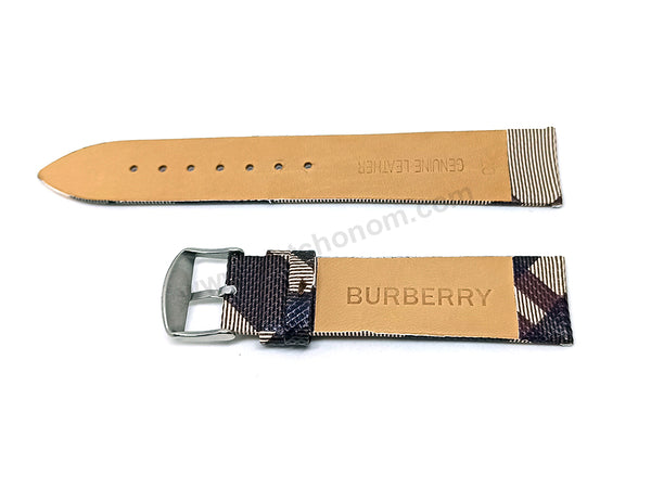 Fits/For Burberry BU9023 , BU9029 , BU9040- Cream Brown with Multicolour Genuine Leather Replacement Watch Band Strap Belt
