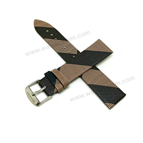 Fits/For Burberry BU1774- Dark Brown with Multicolour Genuine Leather Replacement Watch Band Strap Belt