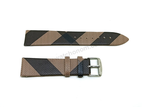 Fits/For Burberry BU1774- Dark Brown with Multicolour Genuine Leather Replacement Watch Band Strap Belt