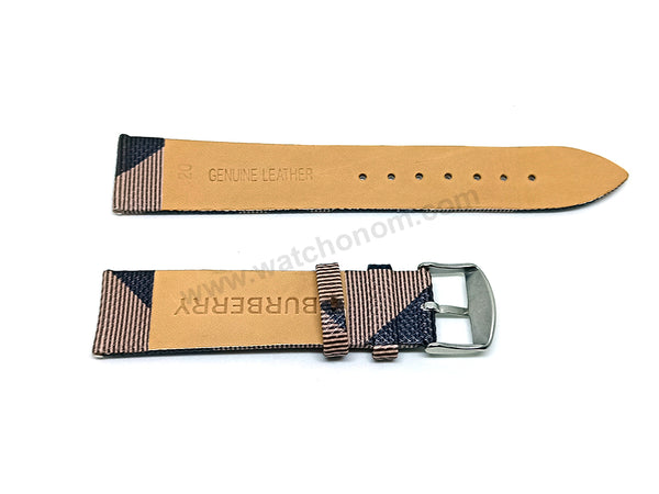 Fits/For Burberry BU1774- Dark Brown with Multicolour Genuine Leather Replacement Watch Band Strap Belt