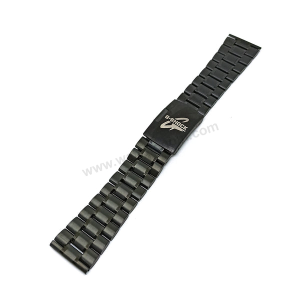 Fits/For Casio G-Shock GA-2000 - 24mm Black Stainless Steel - Metal Replacement Watch Bracelet Band Strap Belt
