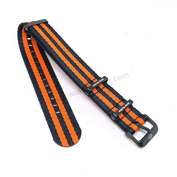 Harley Davidson Flag Colours Inspired 20mm Black - Orange Nylon Textile Knit Replacement Nato Watch Band Strap Bangle