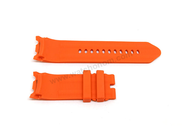 Fits/For Nautica A15565G , N15565G , A20044G - 24mm Orange Rubber Silicone Curved End Replacement Watch Band Strap Belt