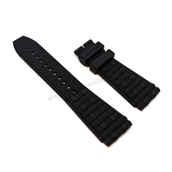 Fits/For Breitling Navitimer 01 in 46mm - 24mm Black Rubber/Silicone 24-20 Replacement Watch Band Strap Belt