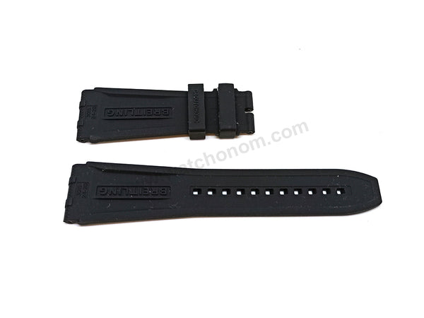 Fits/For Breitling Navitimer 01 in 46mm - 24mm Black Rubber/Silicone 24-20 Replacement Watch Band Strap Belt